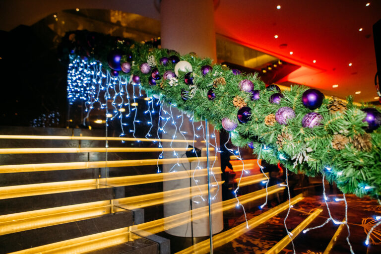 christmas decor purple balls decoration inside the house no people
